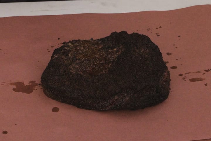 Brisket resting on butcher paper