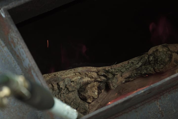 Embers in the firebox