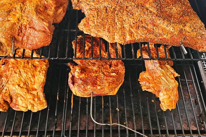 Pieces on the grate