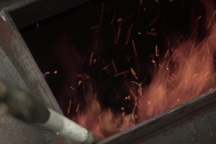 Sparks rising from the firebox