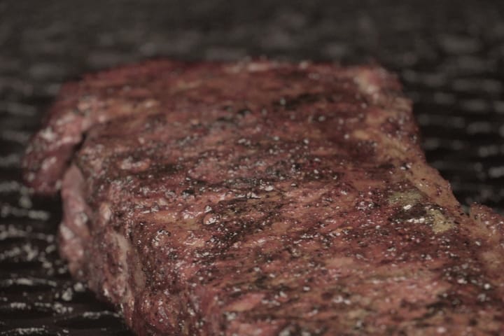Close on the crust of a steak